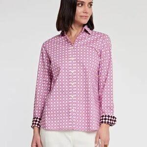 HINSON WU LUXURY Reese Long Sleeve Tile Print Shirt, New With Tags, MSRP $280